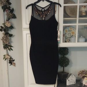 Scarlett Black Embellished Spaghetti Strap Midi Dress